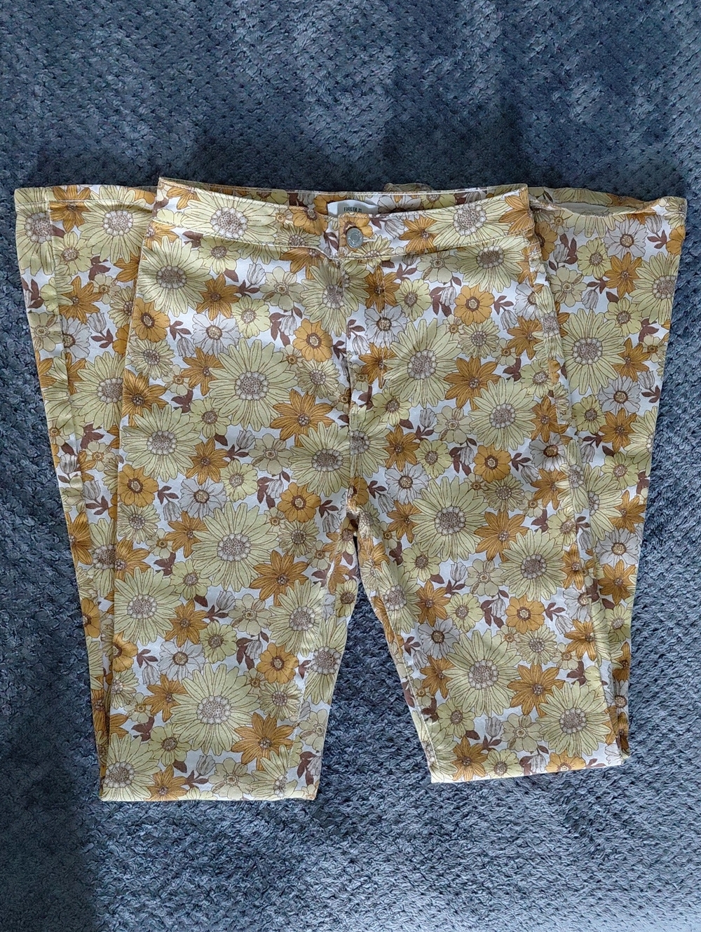 Forever 21 Yellow Floral Flare Pants